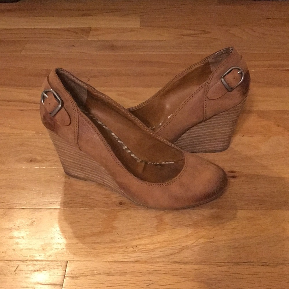 Brown Leather Lucky Brand Wedges
